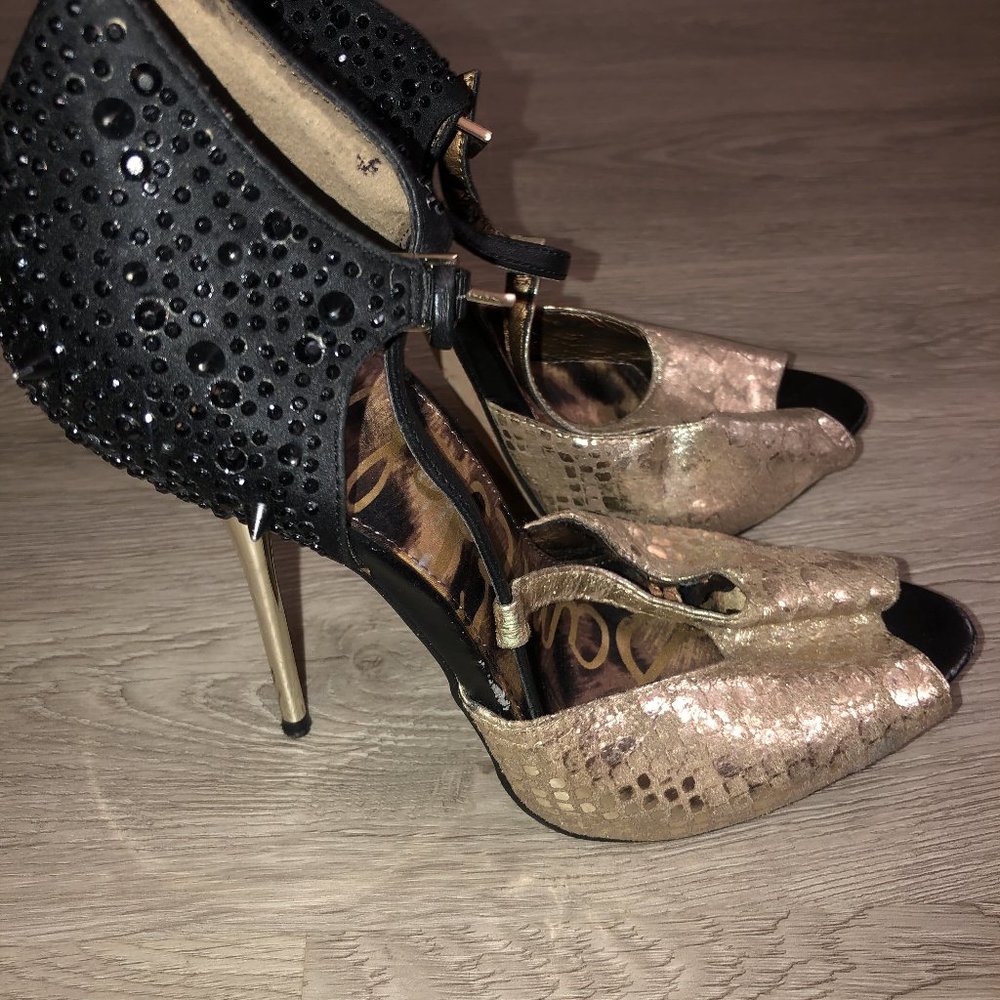 Black Gold Spiked Heels